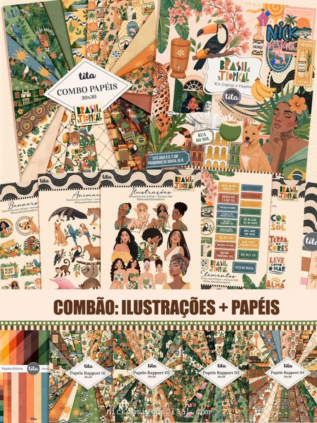 Brasil Tropical - Combão Ilustrações + Papéis (Tita) - Imagem 1