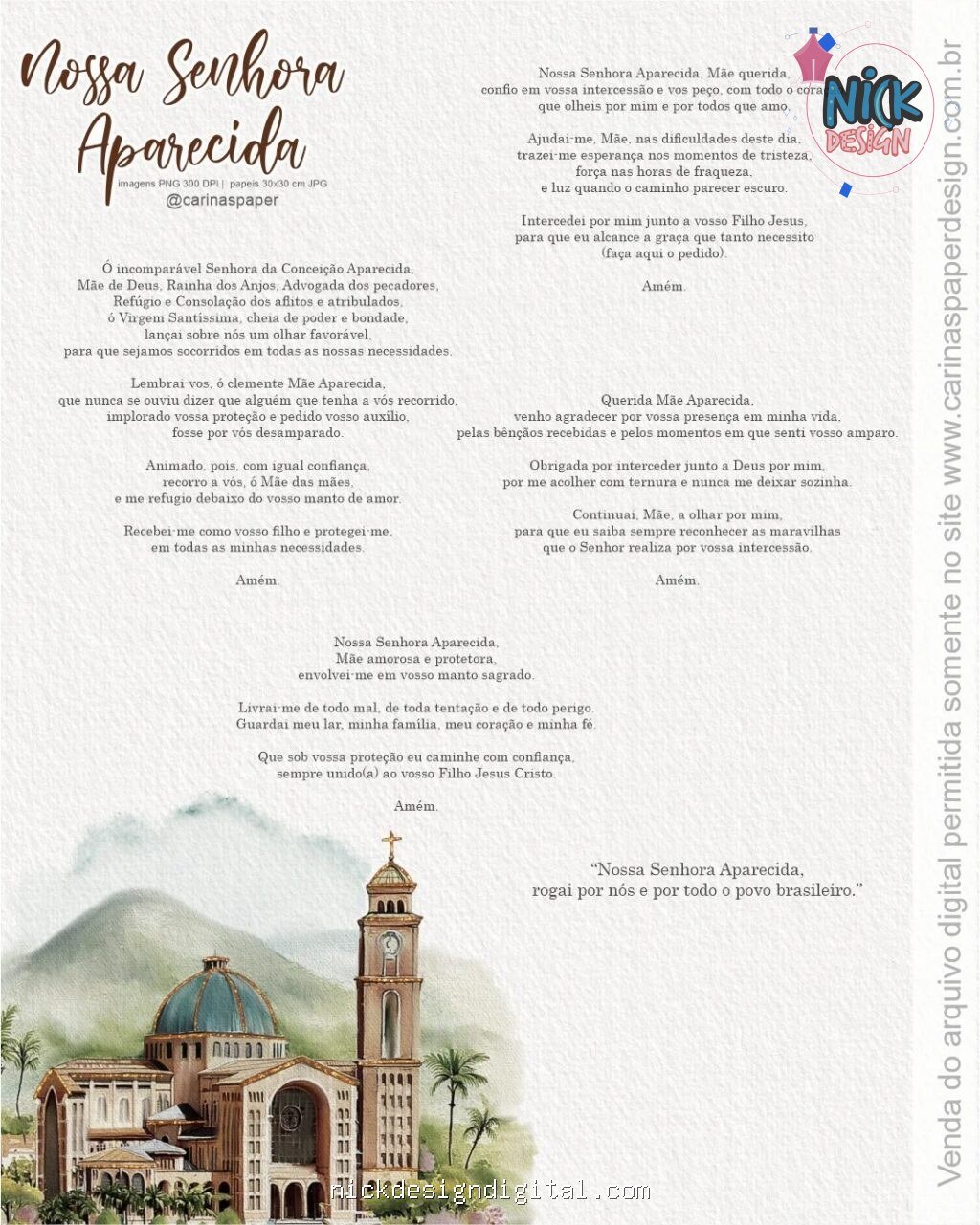 Ilustrações Nossa Senhora Aparecida 6 - Kit Digital (Carinas Paper) - Imagem 7