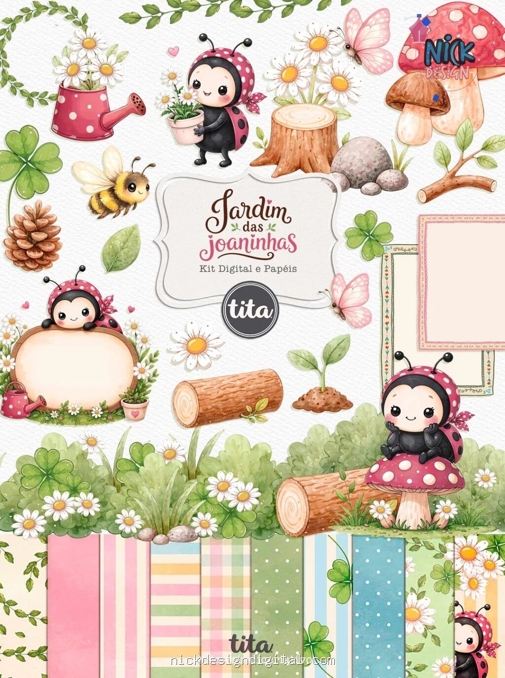 Jardim das Joaninhas - Combo Ilustrações e Papéis (Tita) - Imagem 6