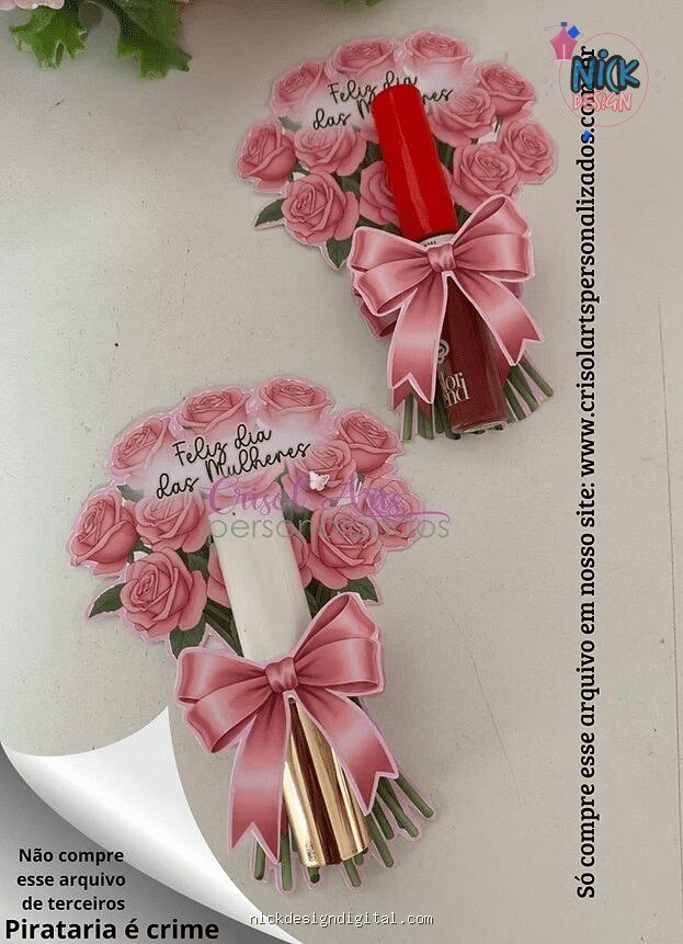Buquê porta batom glossy Dia das Mulheres