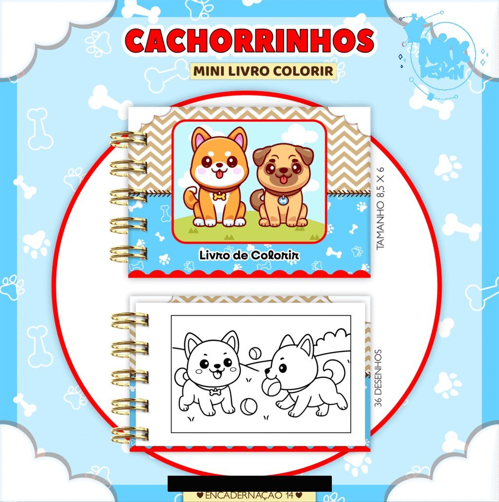 Cachorrinhos - Mini Livro Colorir (Lina) - Imagem 1