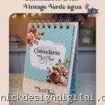 Calendário 2027 - Vintage Verde Água (Perfeito Miolo)