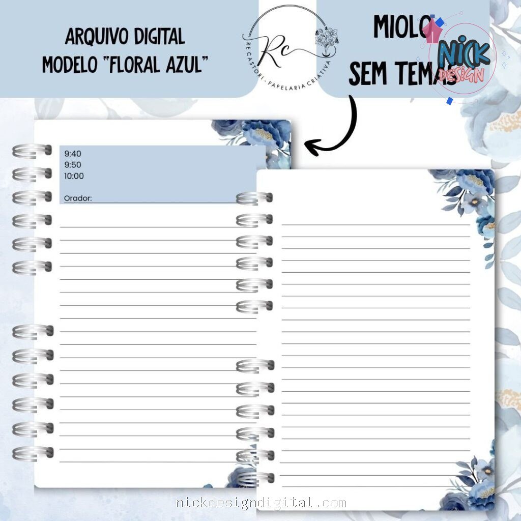 Caderno Assembeia de Circuito 2025/2026 – FLORAL AZUL S/TEMA (Re Castori) - Imagem 5