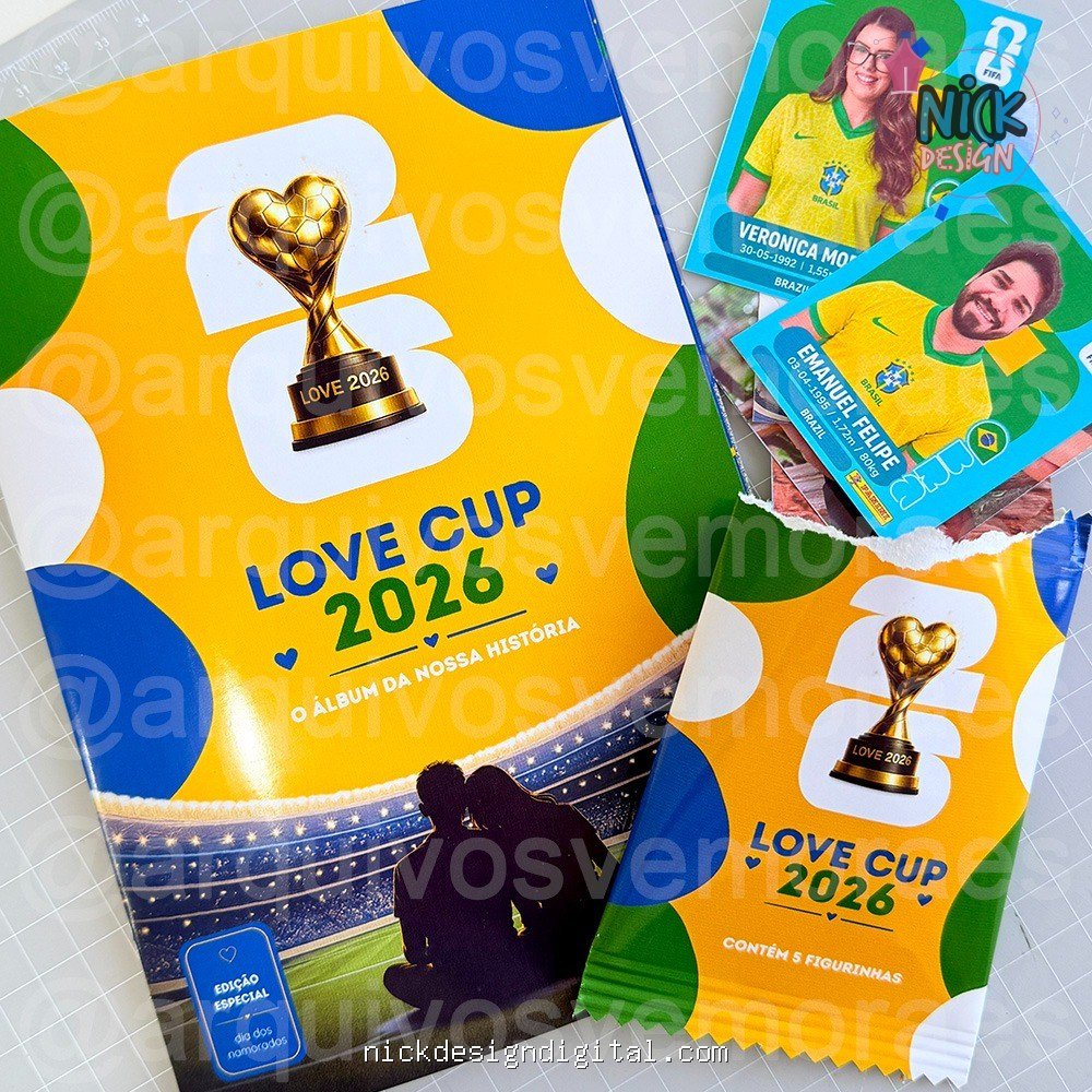 Álbum Love Cup 2026 (FIGURINHAS DA COPA) Dia dos Namorados 2026 (Vê Moraes) - Imagem 1