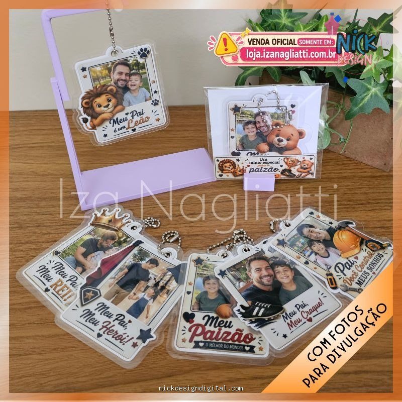 Kit 6 chaveiros tipo polaroid – Dia dos Pais (Iza) - Imagem 1