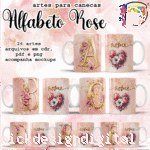 Alfabeto Rose - Estampas Canecas