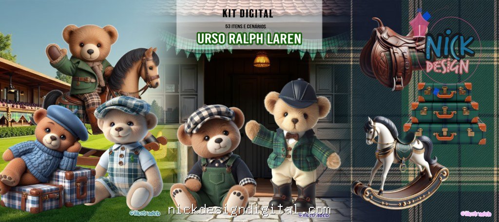 Urso Ralph Lauren - Kit Digital - Imagem 1