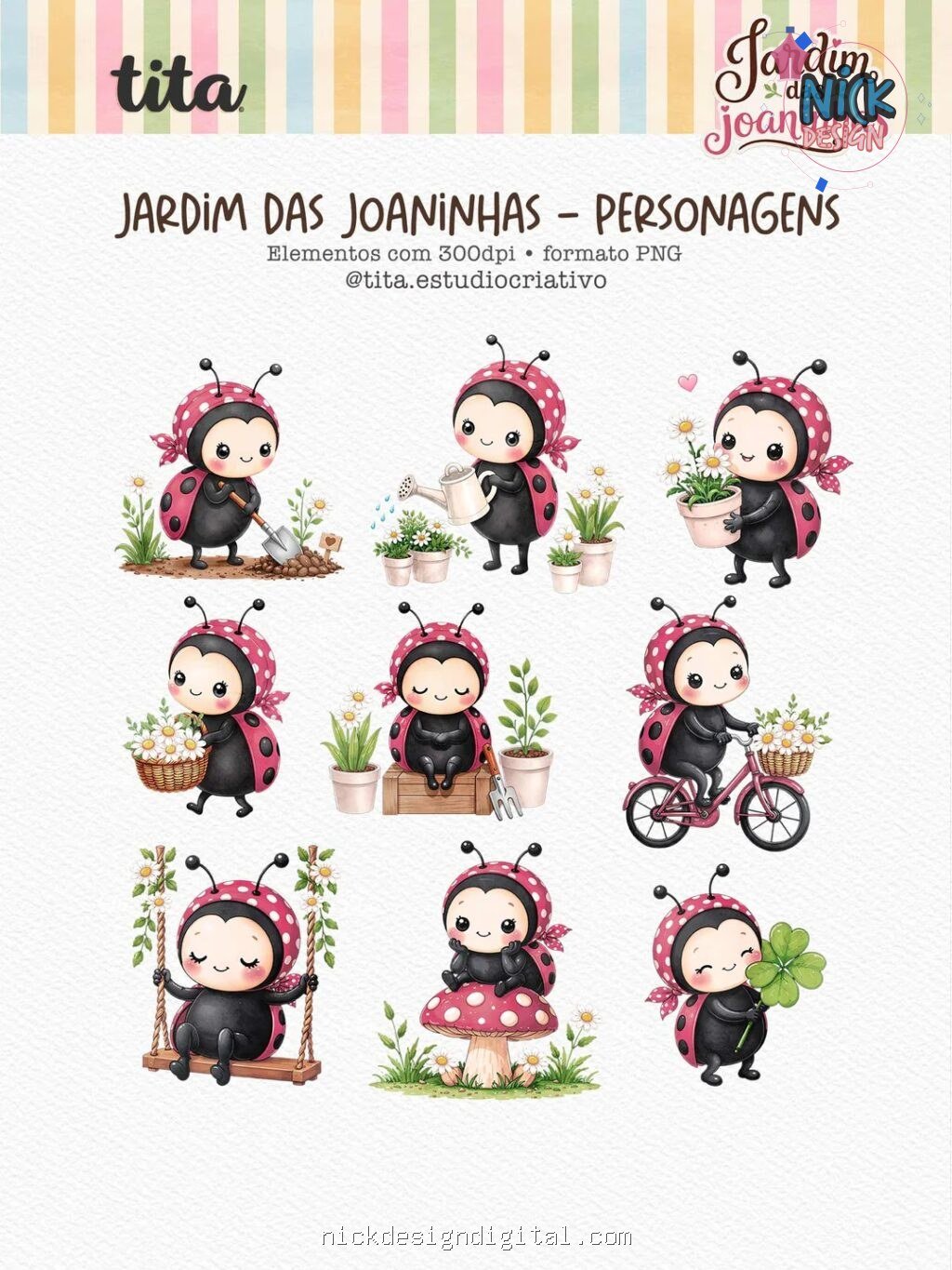 Jardim das Joaninhas - Combo Ilustrações e Papéis (Tita) - Imagem 4