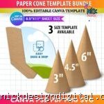 3 Moldes Cone de Papel Casquinha de Doces/Guloseimas