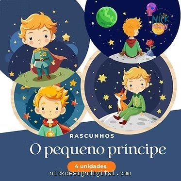 O Pequeno Princípe - Kit 04 rascunhos para pintar/bordar plaquinhas de maternidade - Imagem 1