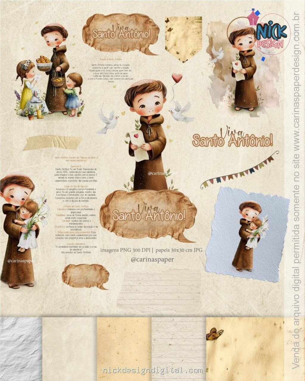 Kit Digital Ilustrações Viva Santo Antônio - Toninho (Carinas Paper) - Imagem 1