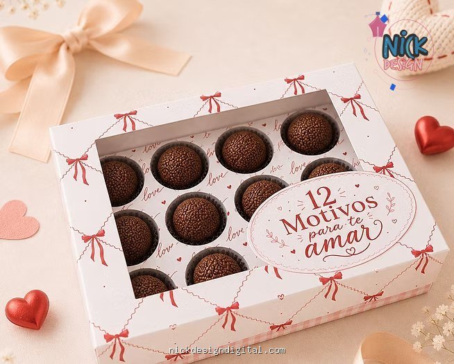 Caixa Brigadeiro 12 Motivos para te amar - Imagem 1