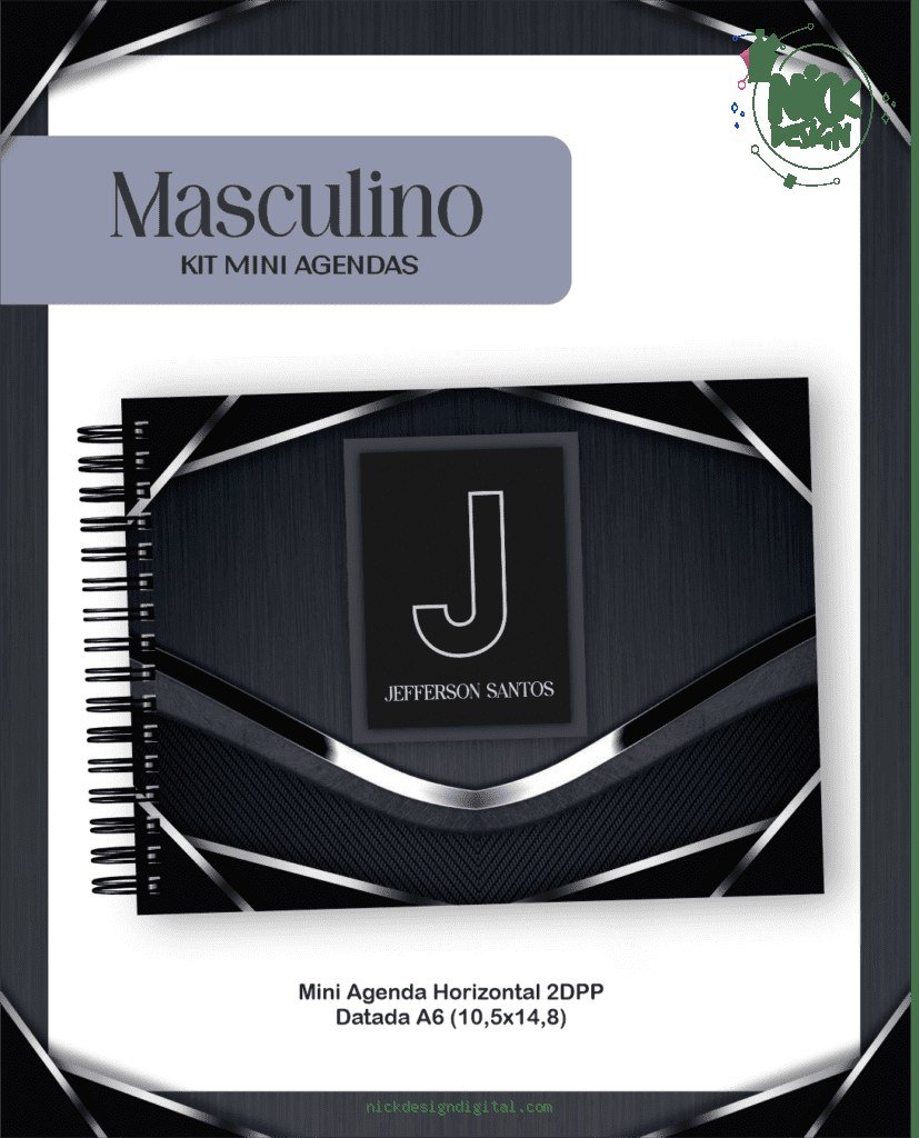 Masculino - Mini Agendas Horizontais A6 - 2026 (Pamella)