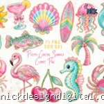 Preppy Coastal Summer PNG - Kit Digital