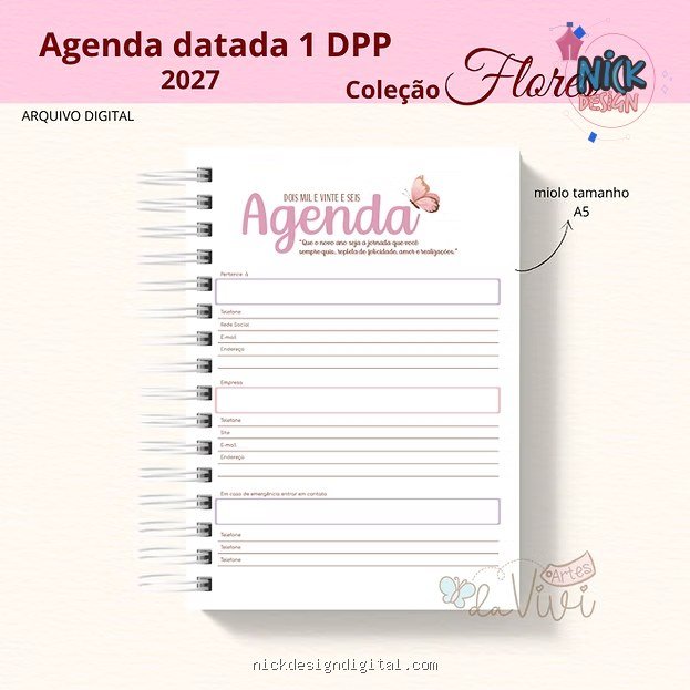 Agenda Datada 2027 - Coleção Flores - Imagem 1