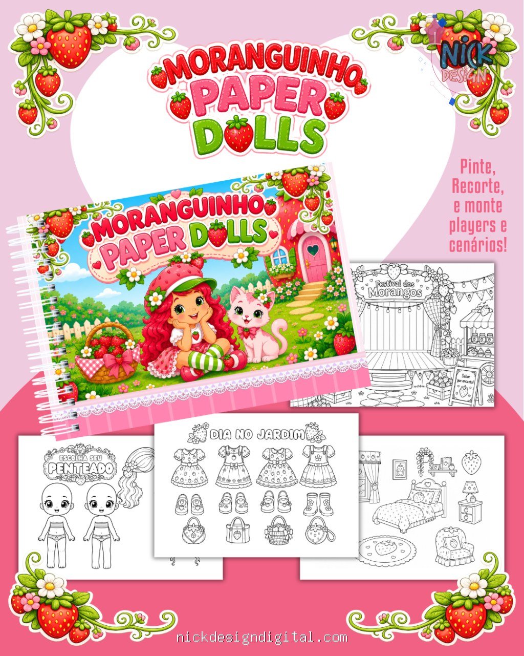 Moranguinho - Livro Colorir A5 (Paper Dolls) - Imagem 1