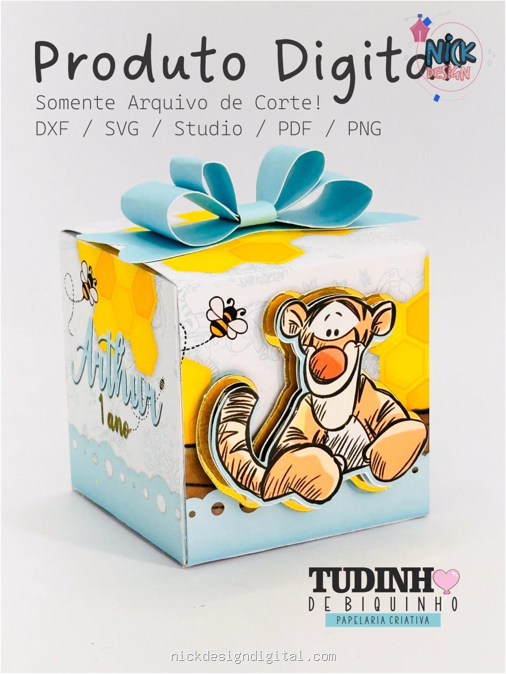 Molde Caixa Cubo - Ursinho Pooh - Imagem 1