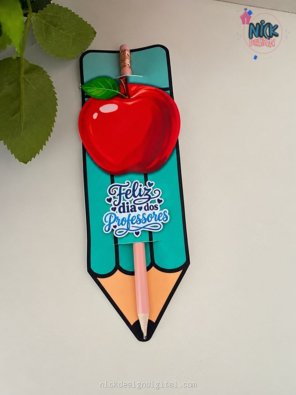 Card lápis maça dia dos professores - Imagem 1