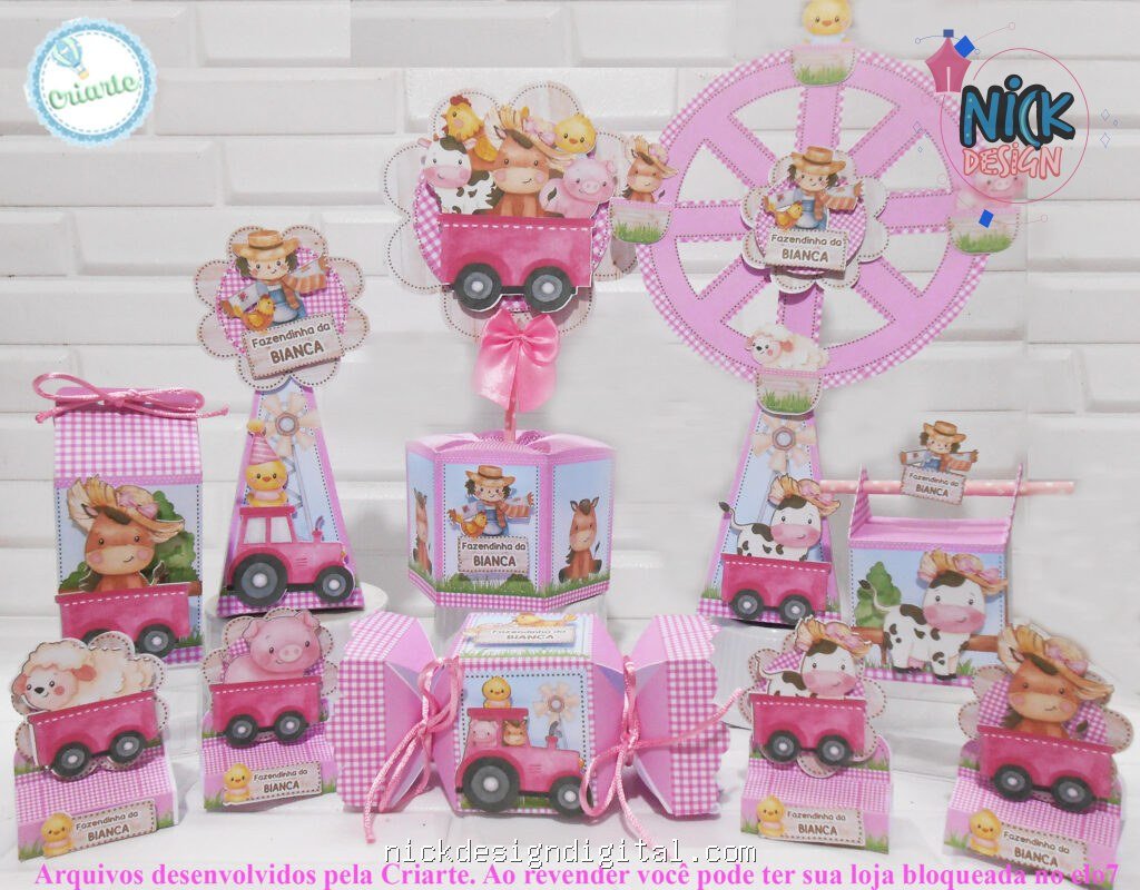 Fazendinha Rosa - Kit Festa Pronta - Imagem 1