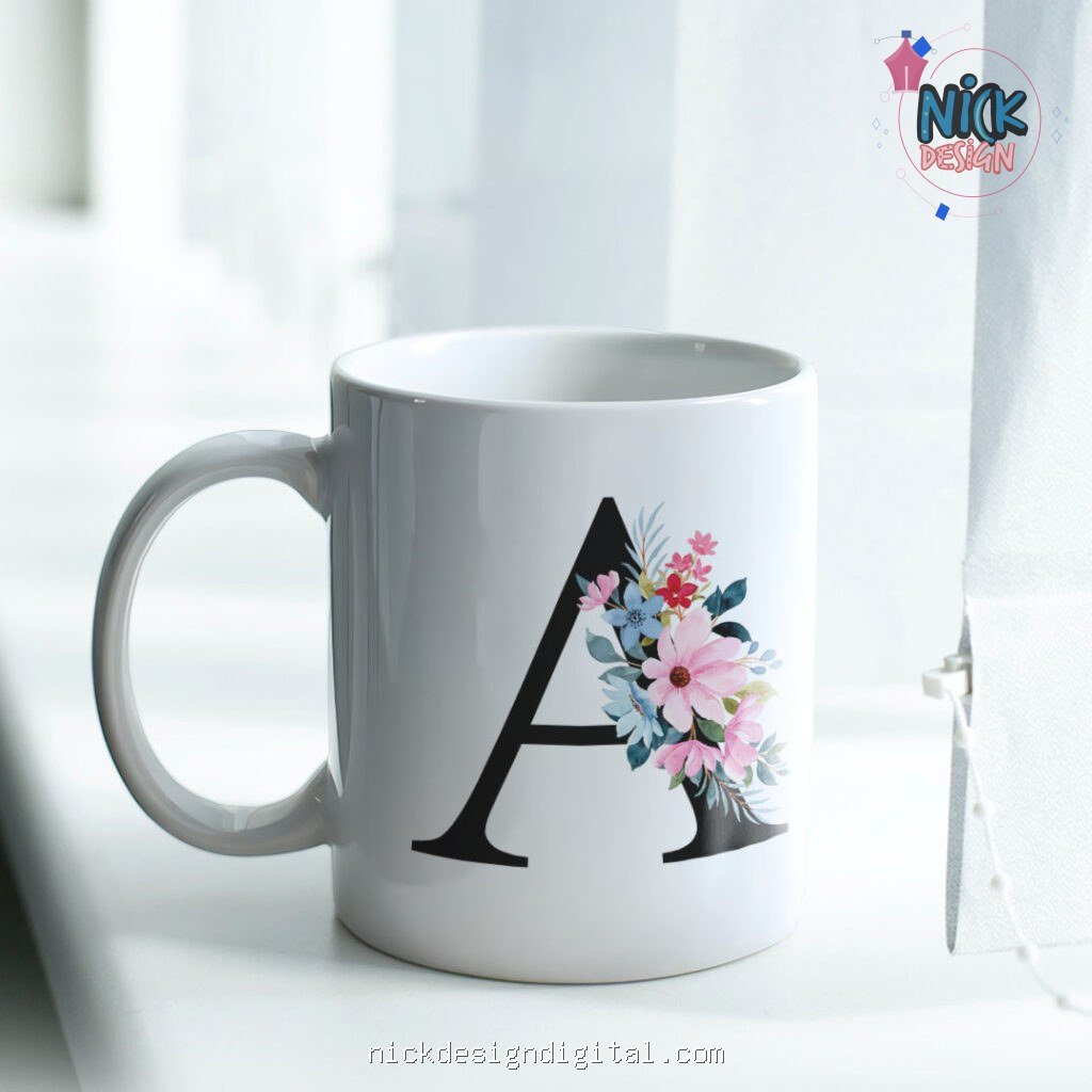 Alfabeto Floral Básico - Artes para Canecas - Imagem 2