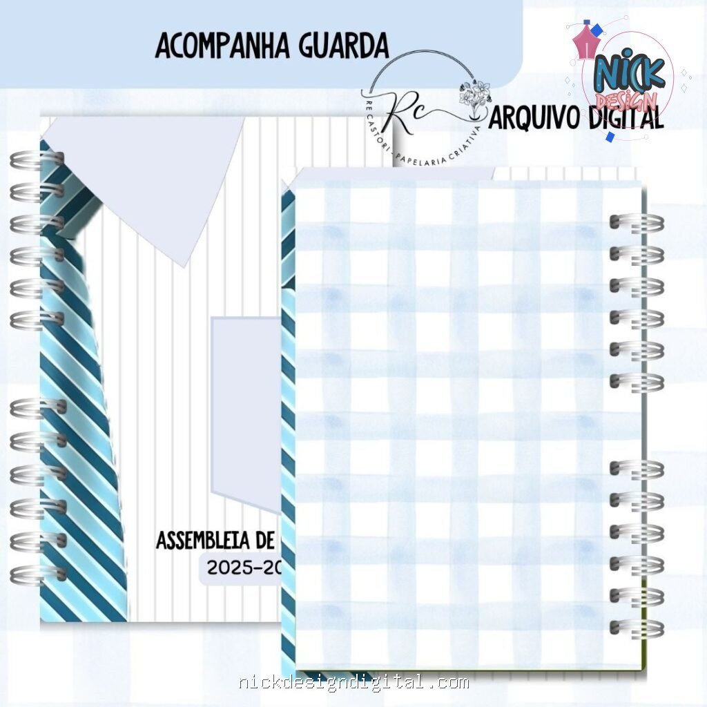 Caderno Assembleia de Circuito 2025/2026 – GRAVATA AZUL C/TEMA (Re Castori) - Imagem 2