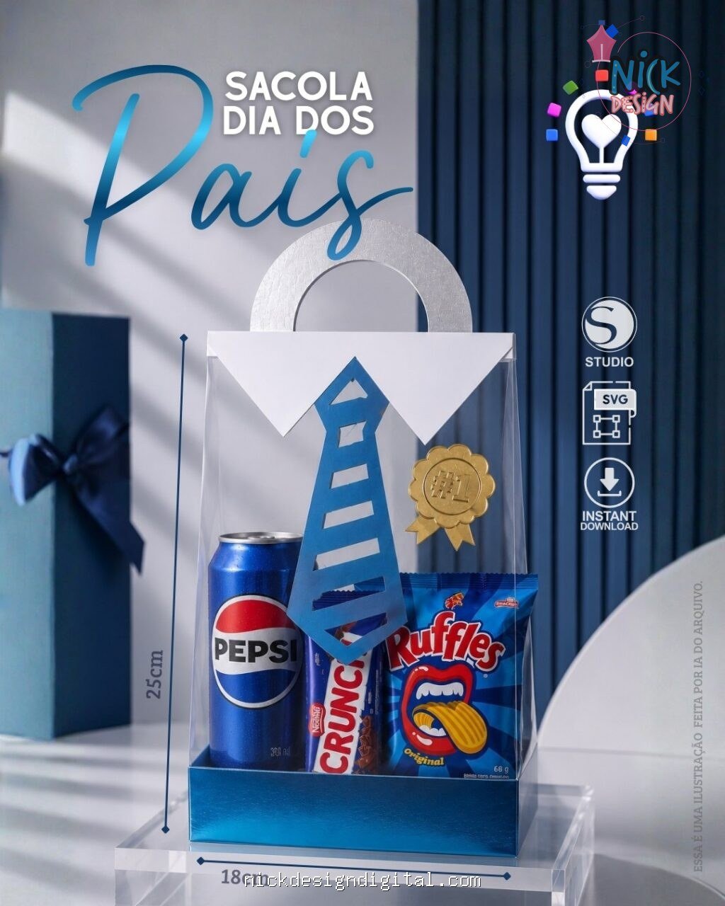Sacola Acetato Azul - Dia dos Pais - Imagem 1