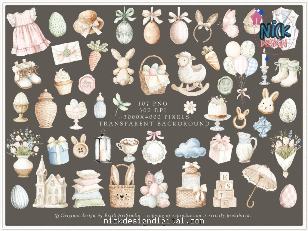 Conjunto de Clipart de Páscoa em Aquarela - Imagem 6