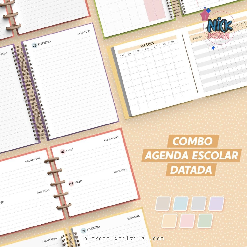 Combo Agenda Escolar 2026 Datada – A5 + Mini (Nilmara)