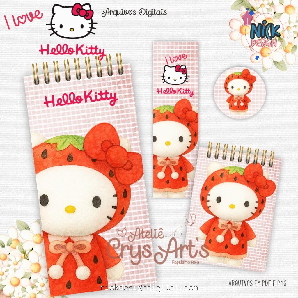 Kit Hello Kitty 1 - Encadernação (Crys Arts) - Imagem 5