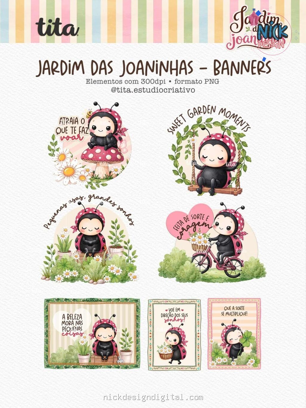 Jardim das Joaninhas - Combo Ilustrações e Papéis (Tita) - Imagem 2