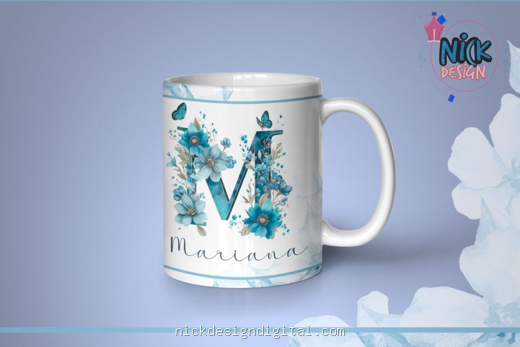 Alfabeto Azul Floral (Nick Design) - Imagem 2