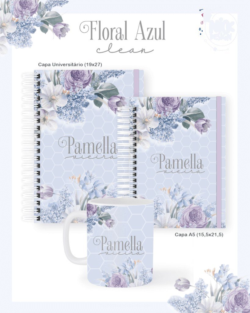 Floral Azul Clean - Escolar Teen Adulto (Pamella)