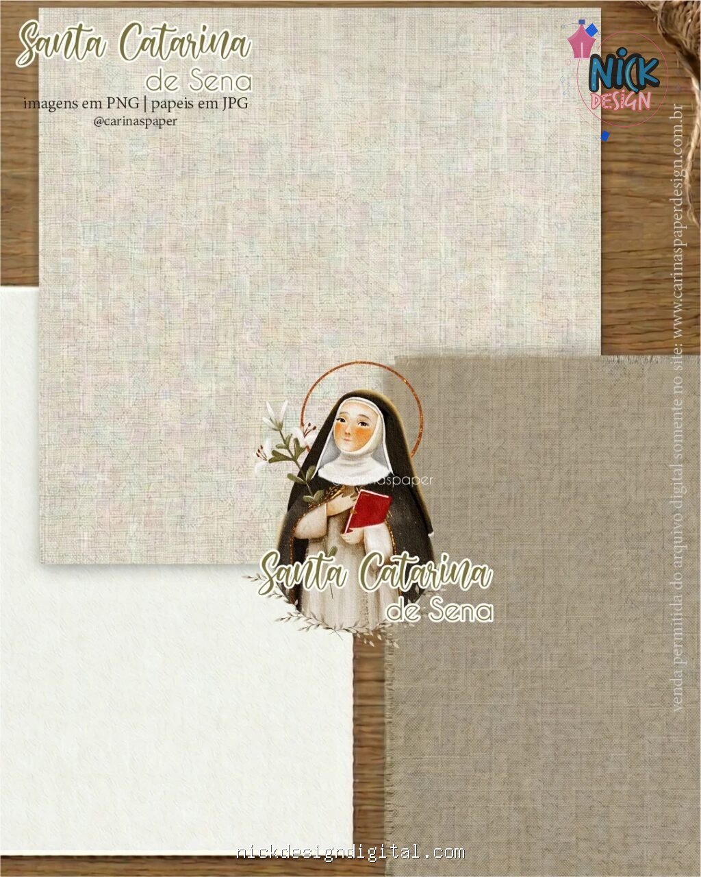 Ilustrações Santa Catarina de Sena - Kit Digital (Carinas Paper) - Imagem 3