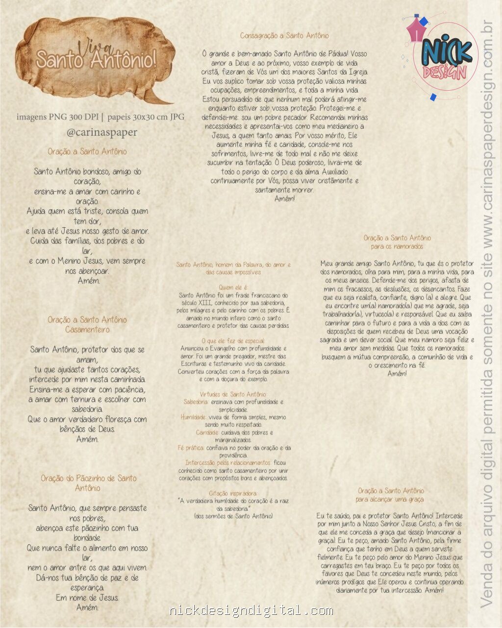 Kit Digital Ilustrações Viva Santo Antônio - Toninho (Carinas Paper) - Imagem 3