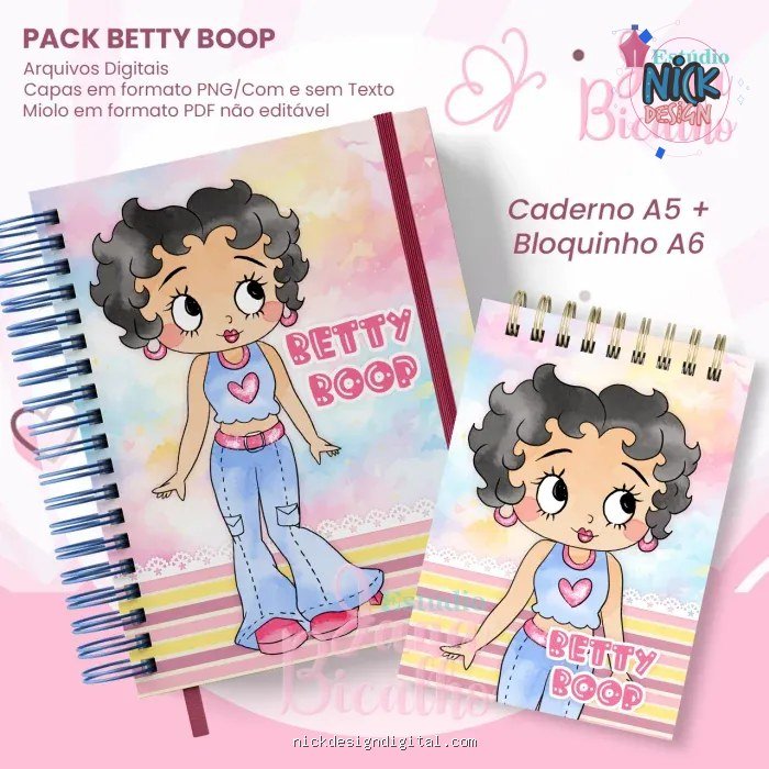 PACK Caderno Pautado A5+Bloquinho A6 – Betty Boop - Imagem 1