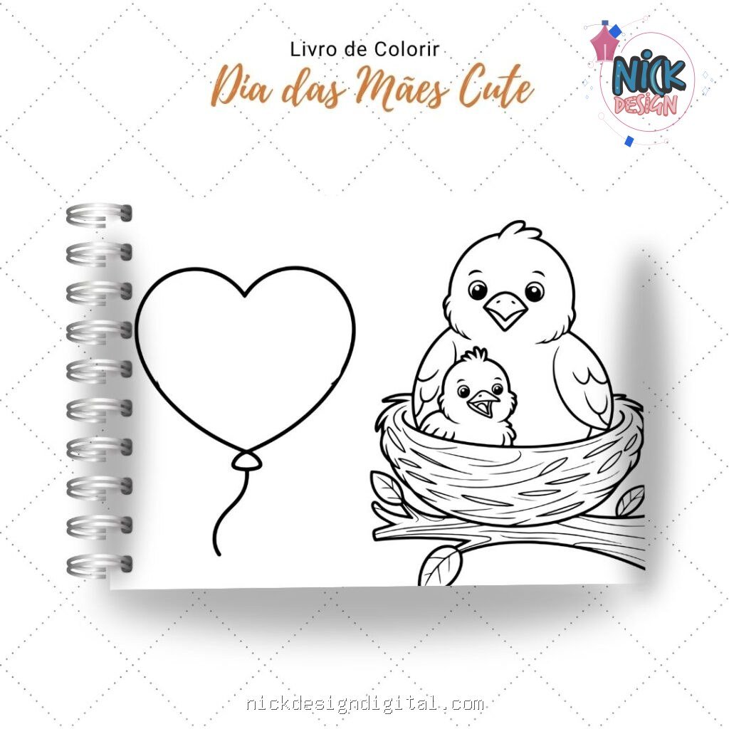Dia das Mães Cute  - Livro de Colorir (Nick Design) - Imagem 5