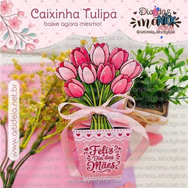 Caixinha Tulipa Dia das Mães - Imagem 1