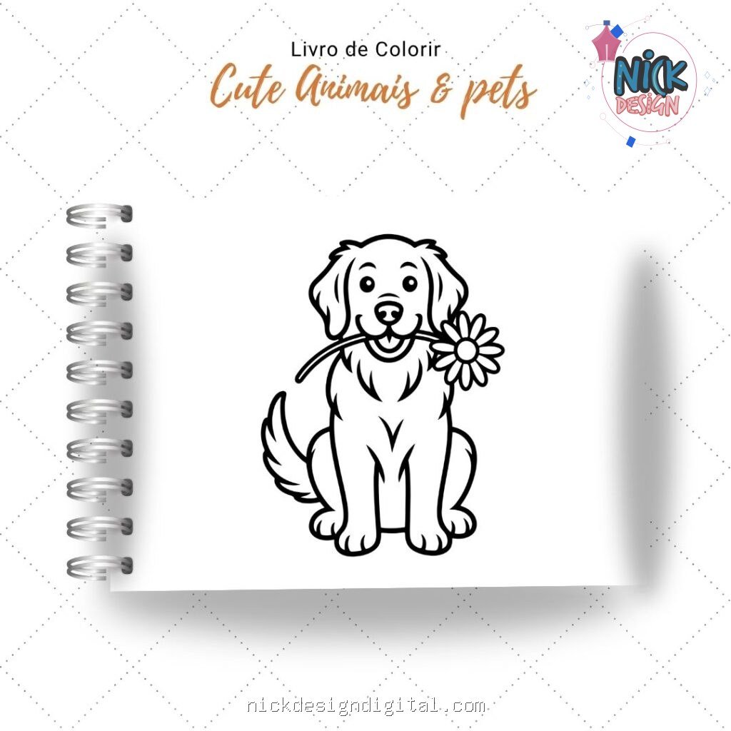 Cute Animais & Pets - Livro de Colorir - Imagem 6