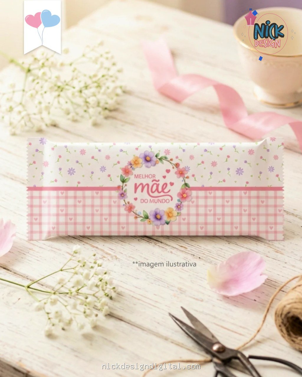 Kit Printable - Arte para Chocolates - Dia das Mães Modelo 2 (Balloon) - Imagem 3