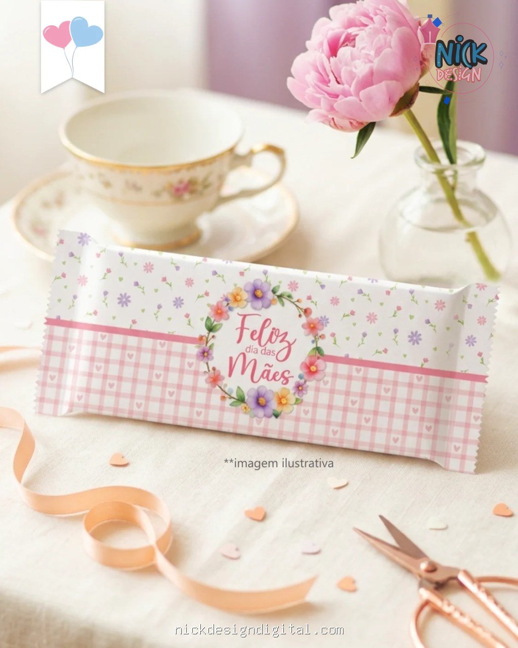 Kit Printable - Arte para Chocolates - Dia das Mães Modelo 2 (Balloon) - Imagem 2