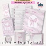 Coleção Lacinho Aquarela - Kit de Encadernação