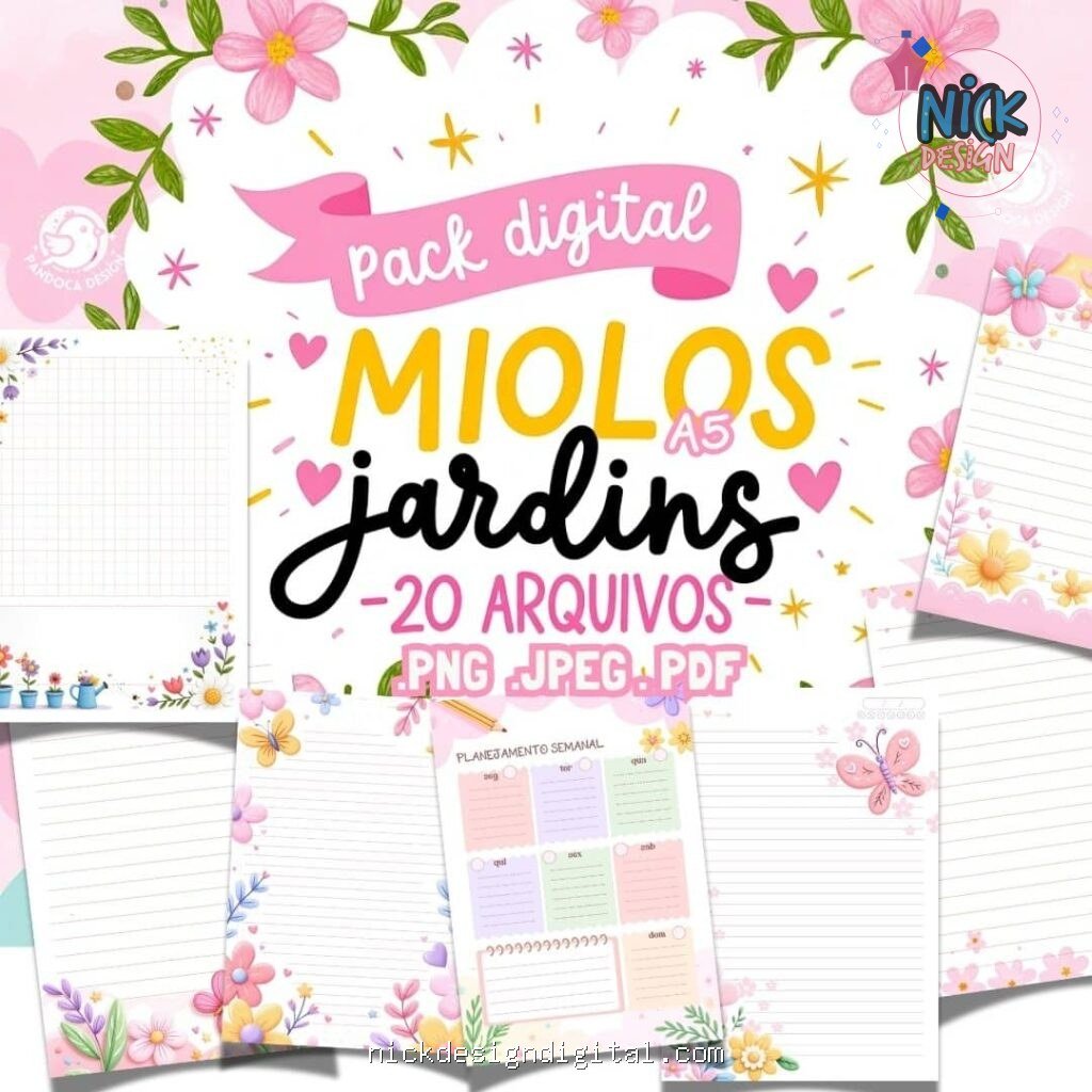 Pack 20 Miolos Caderno A5 | Jardins (Pandoca) - Imagem 1