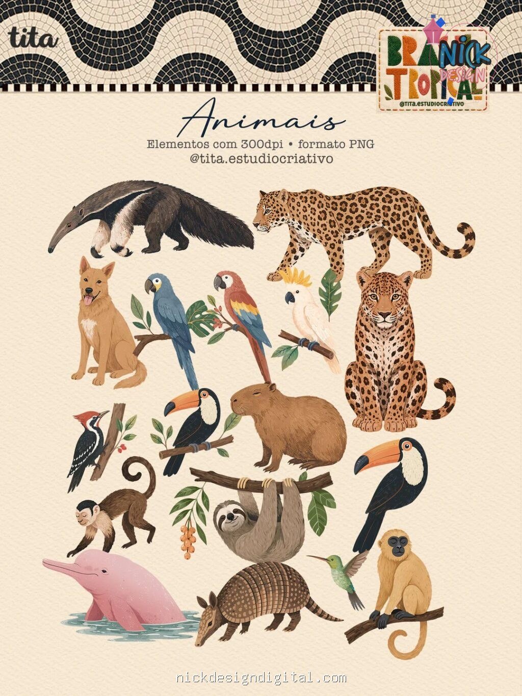Brasil Tropical - Combão Ilustrações + Papéis (Tita) - Imagem 9