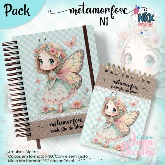 Caderno A5 + Bloquinho - Metamorfose N1 (Jana Bicalho) - Imagem 1
