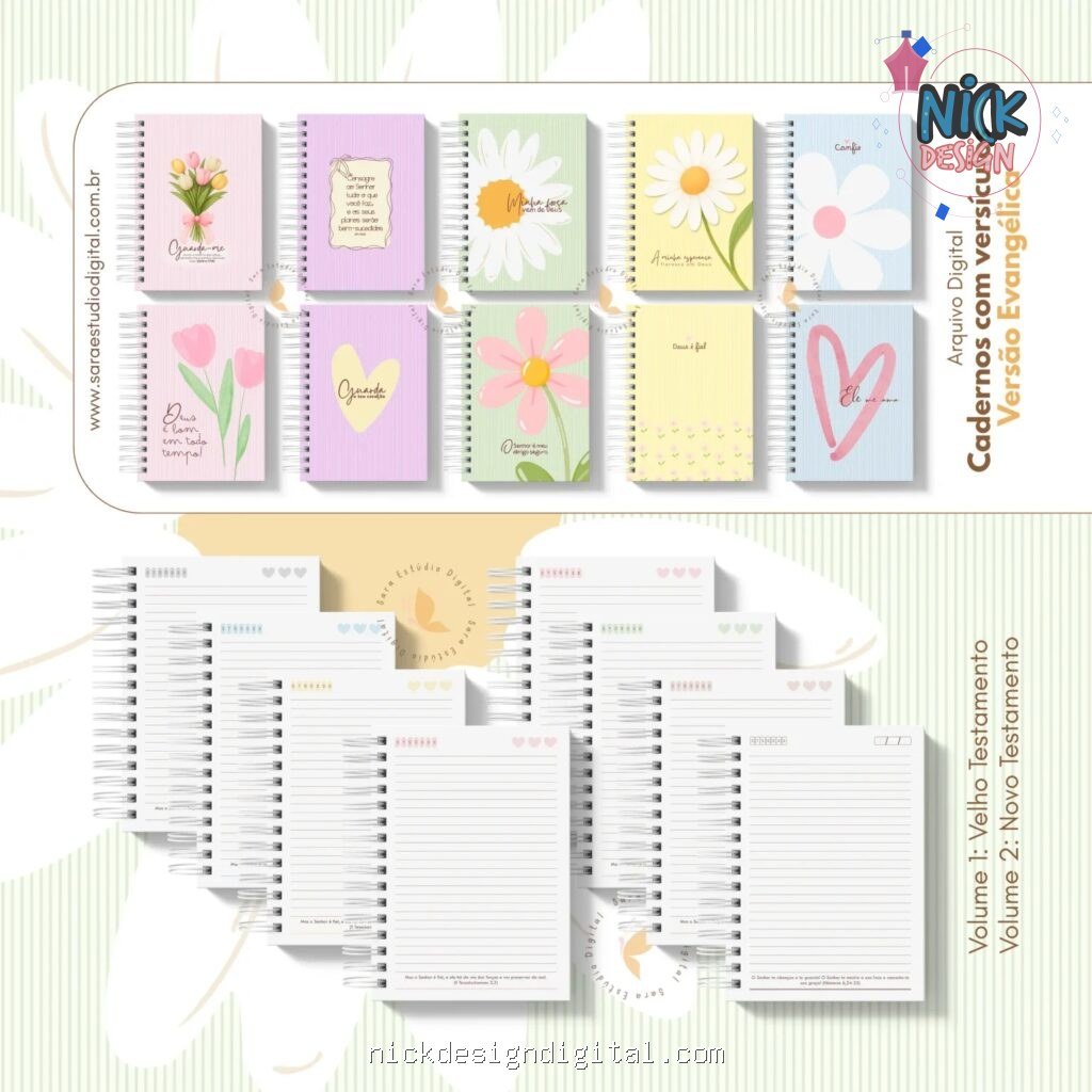 Evangélico - Caderno com versículos – Volume 1 e Volume 2 (Sara Estúdio) - Imagem 1