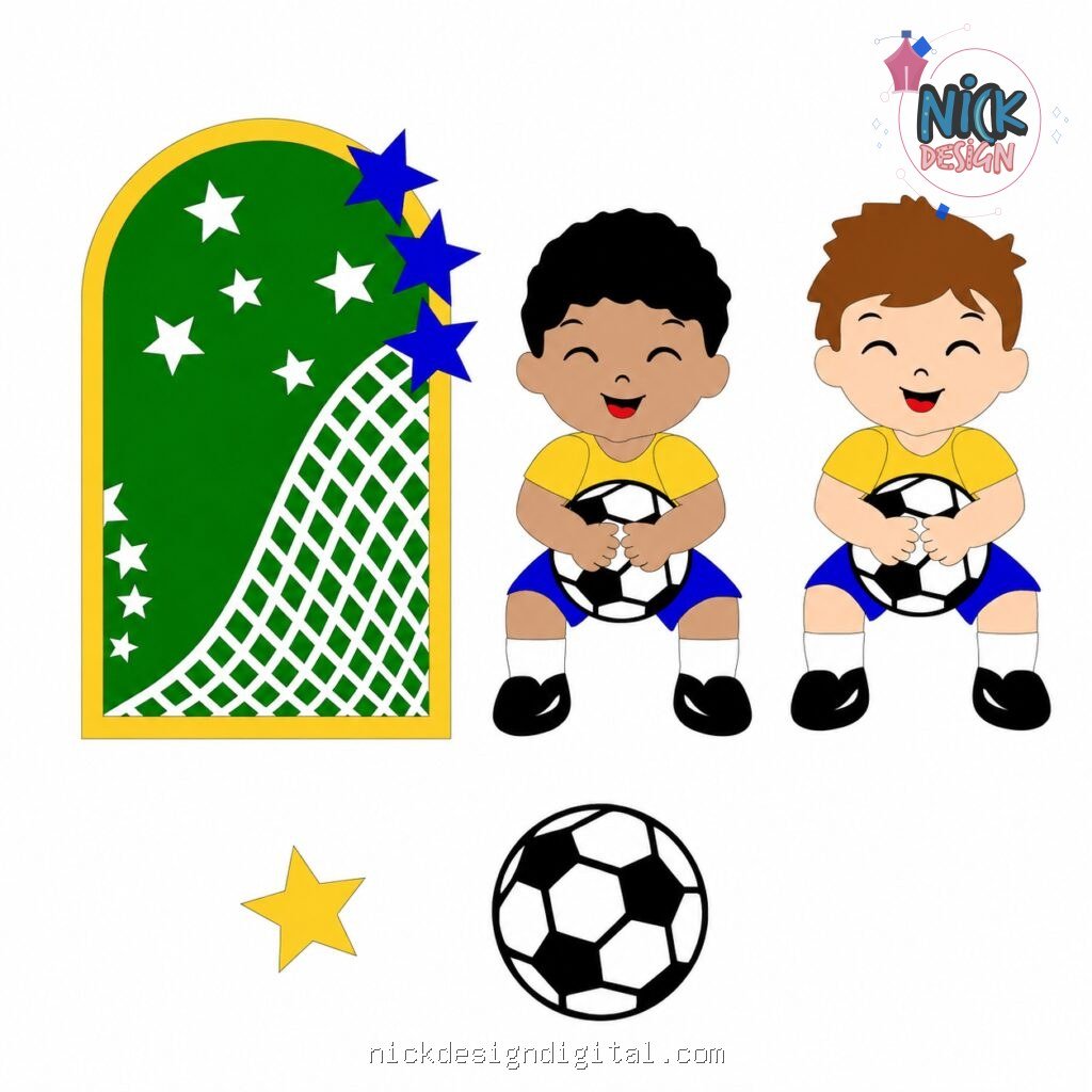 Futebol Menino Sentado No Bolo - Topo de Bolo - Imagem 1
