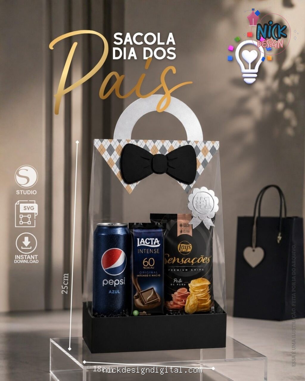 Sacola Acetato Preta - Dia dos Pais - Imagem 1