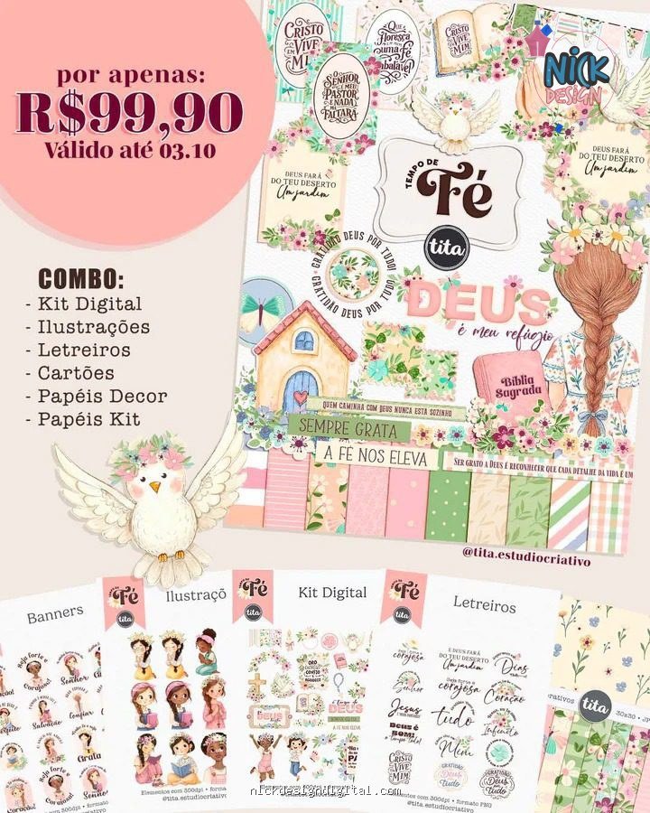 Tempo de Fé - Combo Ilustrações e Papéis (Tita) - Imagem 1