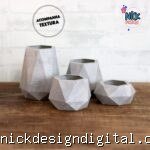 Combo Vasos Low Poly Cimento