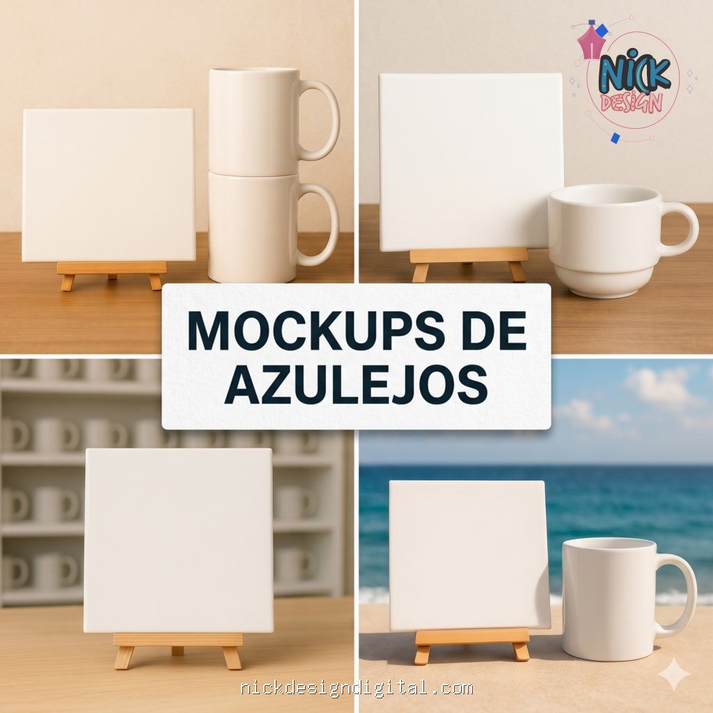 Mockups Azulejos com 7 Variações (PSD) - Imagem 1